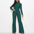 thumbnail image 2 of Staron Women's Jumpsuits Wide Leg Pants Long Sleeve Solid Color Casual Fashion Loose Party Vacation Elegant Floor-Length Jumpsuit, Green XL, 2 of 7