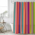 thumbnail image 2 of 60x72 Inch Shower Curtains for Bathroom, Mexican Style Fabric Bath Curtain Decor, Colorful Mexico Stripes Orange Purple Waterproof Restroom Curtains Shower Set Accessories with 12 Hooks 60 Inch, 2 of 7