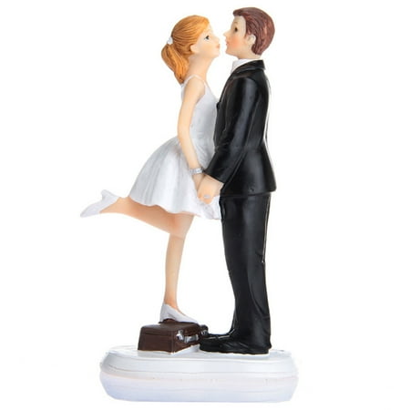 Kissing Couple Cake Topper - Funny Kiss Wedding Cake Topper Bride and Groom Couple Figurine For Wedding Decoration 9.5*6*15cm