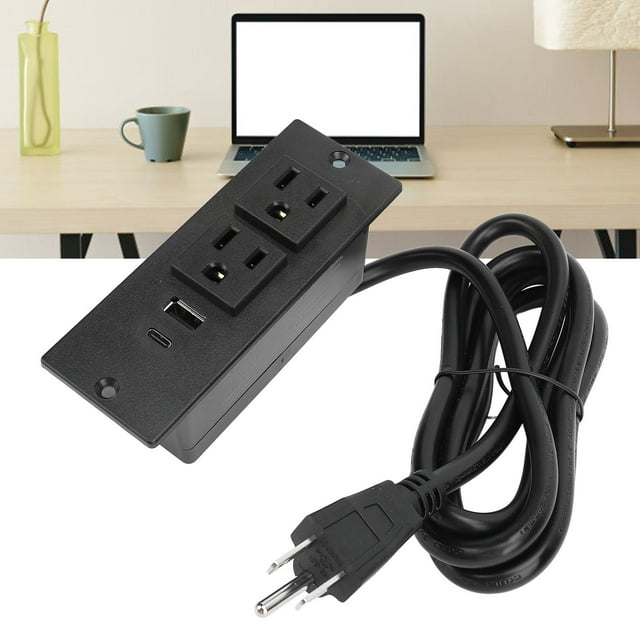 Conference Recessed Power Strip Fast Charging PD 20W Fast Charging 2 USB Ports 1.5m Cord US Plug 125V Embedded Design for Furniture