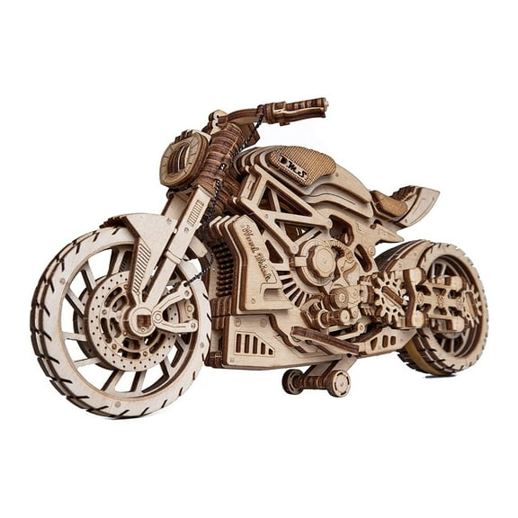 Wood Trick 3D Motorcycle Wood Toy Motor Bike Model Mechanical Building Kit