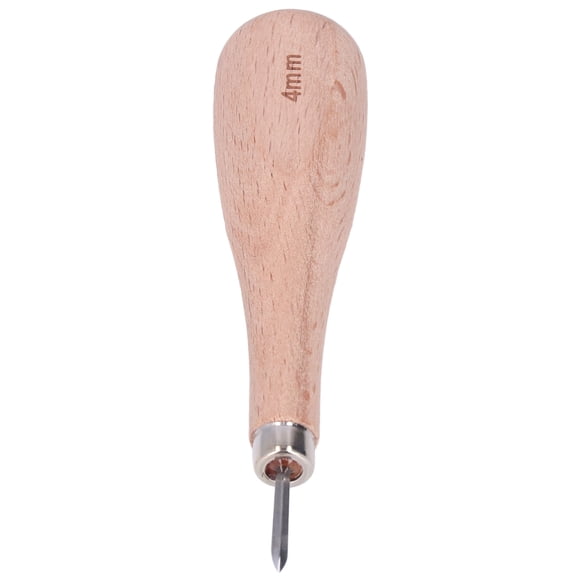 Leather Awl, DIY Tool Leather Craft 4mm Professional Stitching Awl Beech Wood Handle  for Leather Punching for Sewing