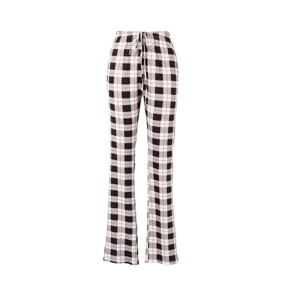 Qmyliery Women Lounge Pants Comfy Pajama Bottom with Pockets Stretch Plaid Sleepwear Drawstring Pj Bottoms Pants