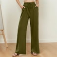 thumbnail image 2 of Pantalones palazzo de cintura alta y pierna ancha para mujer: ligeros, con cordón en la cintura, bolsillos, pantalones casuales de verano., 2 of 5