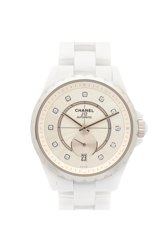 Pre-Owned Chanel J12-365 Ceramic Diamond Men's Watch, Silver, H4345