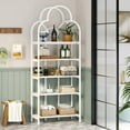 thumbnail image 3 of Tribesigns 5-Tier White Bookshelf, Tall Bookcase with 5 Display Shelves for Living Room, 3 of 7