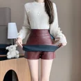 thumbnail image 5 of Minivestido de cintura alta Falda pantalón de corte A para mujer Pantalones cortos sexys y picantes Botas de cuero con punta abierta Moda otoño/invierno, 5 of 5
