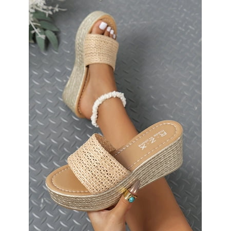 

ASWMXR New Arrival Women‘s Casual Wedge Heel Thick Sole Sandals With Woven Rope Design And Waterproof Platform Suitable For Vacation
