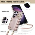 thumbnail image 5 of Phone Case for Samsung Galaxy S23 Ultra 5G Wallet Cover with Screen Protector Ring Stand Credit Card Holder Slot Crossbody Strap Cell S23Ultra 23S S 23 23Ultra 6.8 inch Women Girls Rose Gold, 5 of 7
