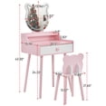 thumbnail image 3 of Zimtown Kids Vanity Princess Dressing Table with 3 Color LED Light, Play Toy Makeup Vanity Set with Bear-Shaped Mirror, Girls Gift, Pink, 3 of 16