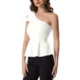 thumbnail image 4 of MODA NOVA One Shoulder Top for Juniors Bow Ruffled Peplum Top, 4 of 5