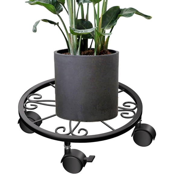 Plant Stand with Wheels, 30cm Round Metal Heavy Duty Caster for Garden