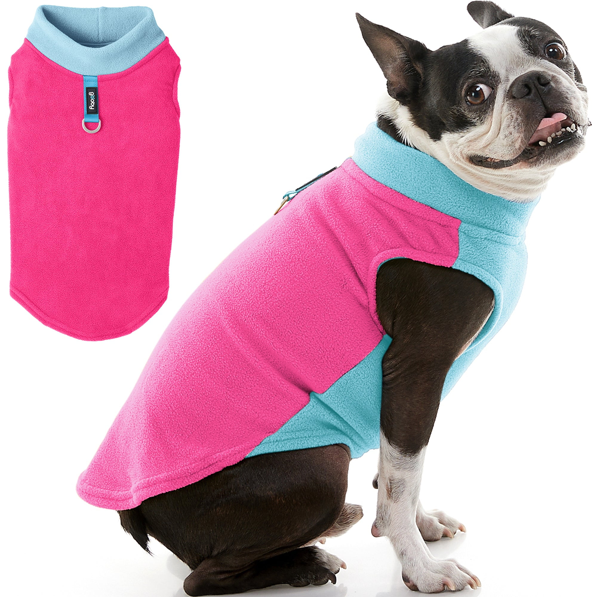 Gooby Half Stretch Fleece Vest Dog Sweater Pink, Large Warm