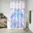 thumbnail image 6 of No Hook Shower Curtain, Stained Glass Shower Curtains for Bathroom with See Through Top Window, Blue Purple Floral Geometric Waterproof & Washable Bath Curtain Narrow 54"x78", 6 of 9