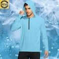 thumbnail image 2 of Lumeqa Men's UPF 50+ Sun Protection Outdoor Lightweight Full Zip Hoodie Jacket Long Sleeve Fishing Hiking Performance Shirt Sky Blue M, 2 of 5