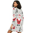 thumbnail image 2 of FORMRS Womens Long Sleeve Nightgowns Crew Neck Sleep Shirt Soft Pajamas Sizes S-3XL, Gray Christmas Santa, 2 of 8