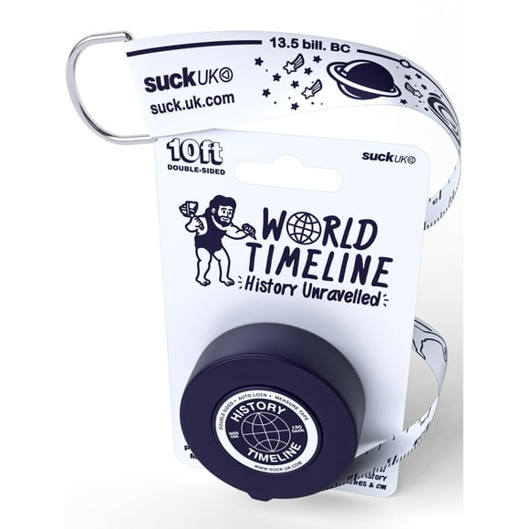 Suck UK World History Measuring Tape | Soft Tape Measure with Historical Facts | Double Sided & Auto Locking