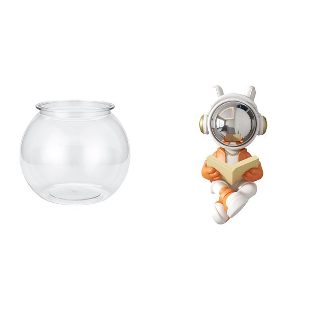 Acuario de escritorio,Pecera pequeña transparente,pecera,jarrón,mesa,Estatua del astronauta,Figura decorativa espacial de estatua de astronauta,Escultura de figura de escritorio de resina
