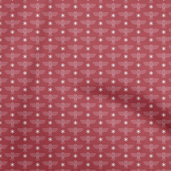 oneOone Georgette Viscose Red Fabric Owl Sewing Fabric By The Yard Printed Diy Clothing Sewing Supplies 42 Inch Wide