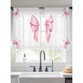 thumbnail image 2 of Valentine's Day Sheer Curtains 45 Inch Length 2 Panels Set Window Treatments, Pink Bowknot Ribbon Modern Minimalist Art Rod Pocket Semi Curtains for Living Room/Bedroom/Kitchen Décor, 104"W x 45"L, 2 of 7