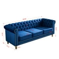 thumbnail image 4 of 3 Seater Chesterfield Button Tufted Velvet Sofa, Wide Upholstered Couch with Rolled Arms Removable Cushions Metal Legs for Living Room Office Apartment, 4 of 11