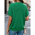thumbnail image 3 of Short Sleeved Solid Color Women Casual Crew Neck Short Sleeve Knit Sweater Tops, 3 of 6