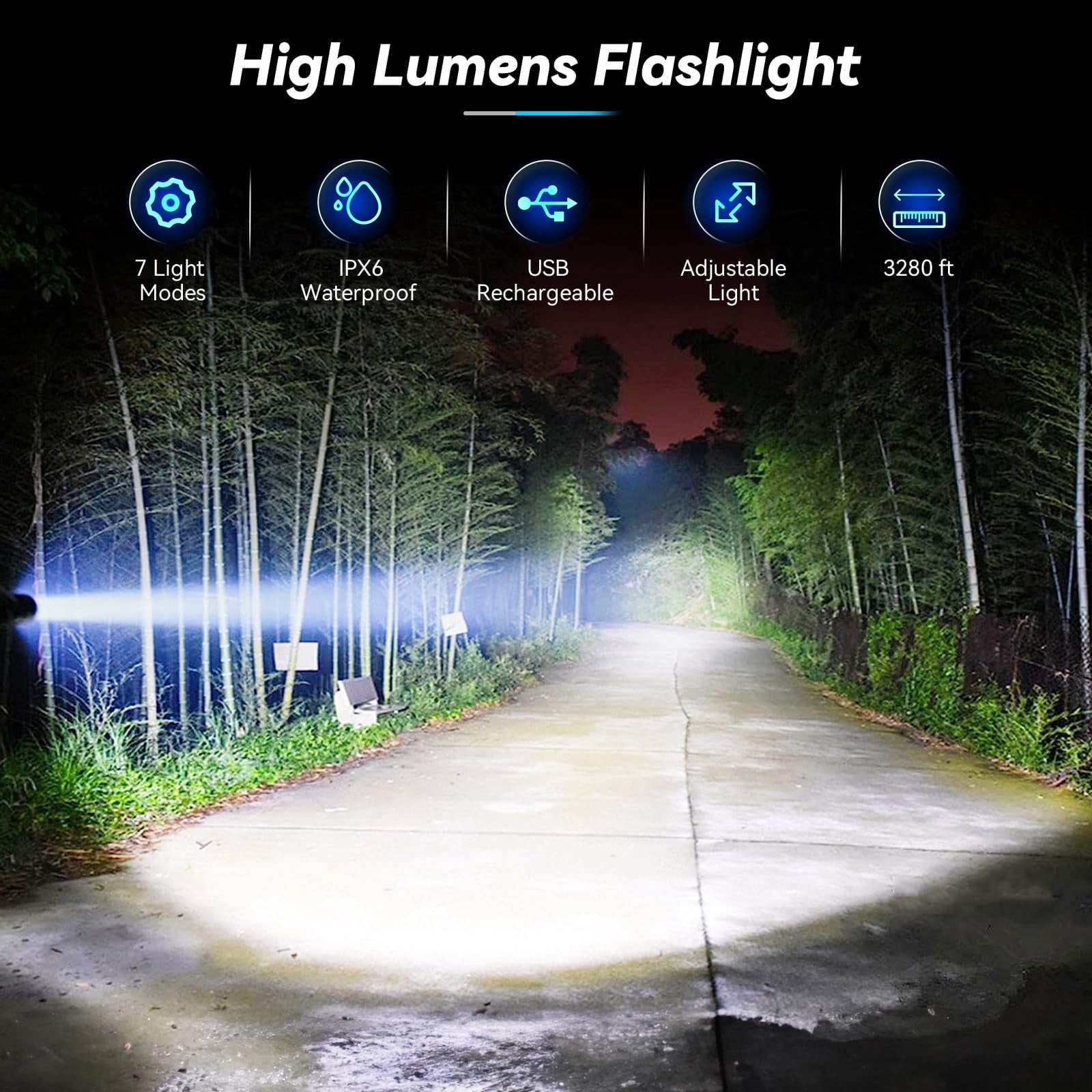Flashlight Led Rechargeable Flashlights High Lumens  99 000 Lm Super Bright Flash Lights Waterproof Handheld For Home Camping Hiking(2 Pack)