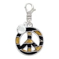 thumbnail image 2 of Delight Jewelry Silvertone Large Brown Tiger Print Peace Sign - Silvertone Clip on Charm with Clear Crystal Drop, 2 of 4