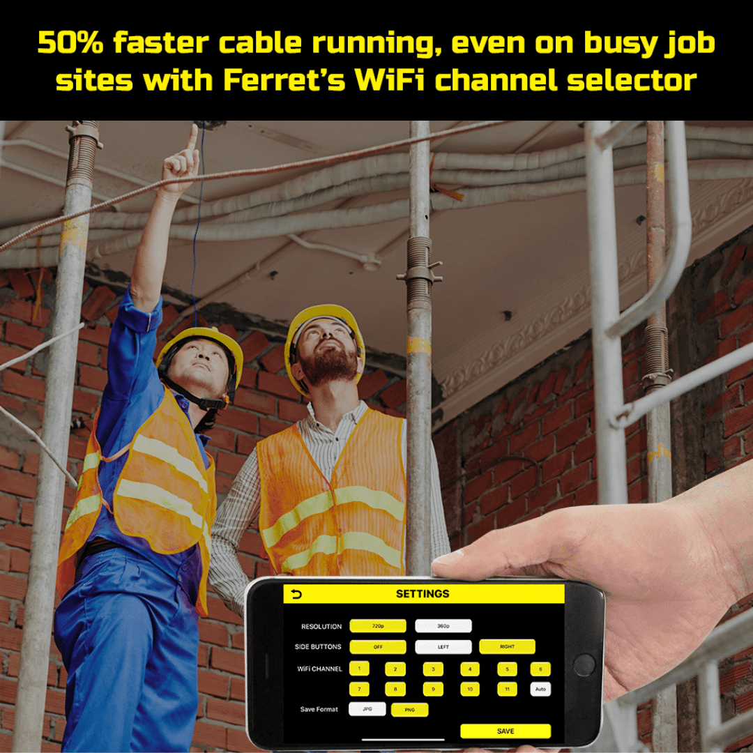 Ferret Plus – Multipurpose Wireless Inspection Camera, borescope, & cable pulling tool - NOW with built-in on-board memory at 1080p and non-contact voltage detector