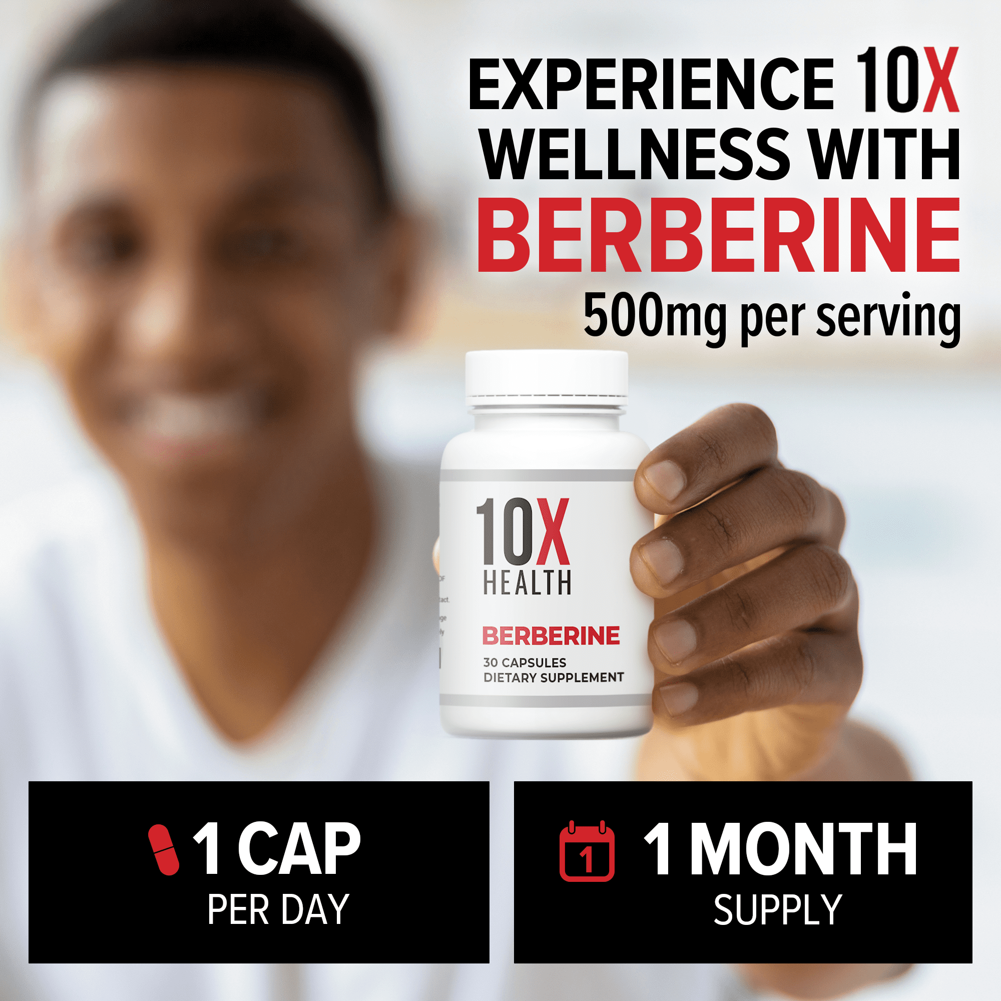 10X Health Berberine Supplement 500 mg Dihydroberberine - Blood Sugar Support, 30 Capsules