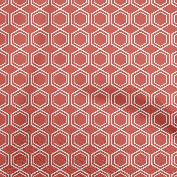 oneOone Cotton Poplin Light Red Fabric Geometrical Fabric For Sewing Printed Craft Fabric By The Yard 56 Inch Wide