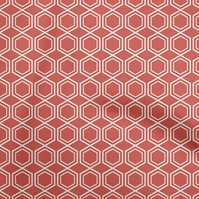 oneOone Cotton Flex Light Red Fabric Geometrical Craft Projects Decor Fabric Printed By The Yard 40 Inch Wide