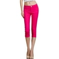 thumbnail image 3 of AILIYIL Women'S Cotton Blend Capri Jeggings Stretchy Skinny Pants Jeans Leggings (Hot Pink,XL), 3 of 7