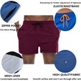 thumbnail image 4 of QPNGRP Mens 5 inch Beach Shorts Swim Trunks Stretch Running Shorts Quick Dry Swim Shorts with Zipper Pockets Wine 32, 4 of 6