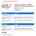 thumbnail image 2 of Conversion Gasket Set - Compatible with 2013 - 2016 Mini Cooper Paceman 2014 2015, 2 of 2