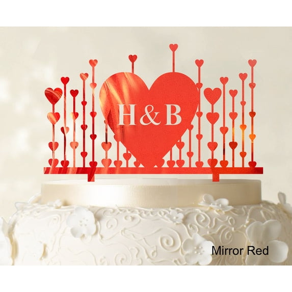 Monogram Cake Topper First Name Initial Heart Cake Topper