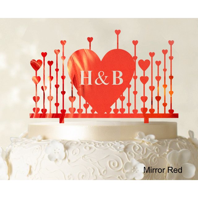 Monogram Cake Topper First Name Initial Heart Cake Topper