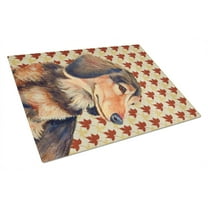 Carolines Treasures LH9121LCB Dachshund Fall Leaves Portrait Glass Cutting Board Large 12H x 16W multicolor
