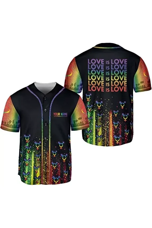 Personalized Name LGBT Love is Love Pride Baseball Jersey Shirt, LGBT Rainbow - Hot Sale 2