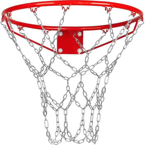 Heavy Duty Stainless Steel Basketball Net, 12-Link Braided Chain for Indoor/Outdoor Use, Rust-Proof, Weather-Resistant & Quick Installation, Standard Replacement Hoop Net