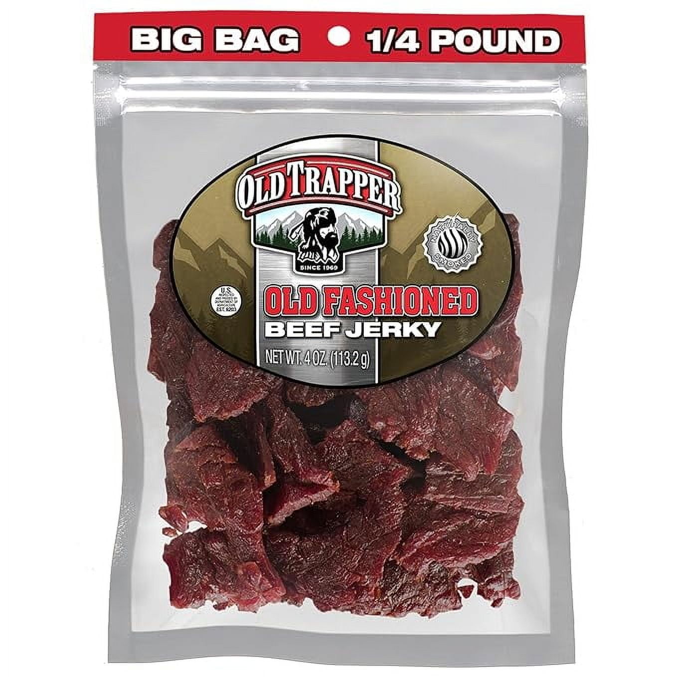 (3 pack) Old Trapper Beef Jerky, Old Fashioned Flavor, 4oz Resealable Package