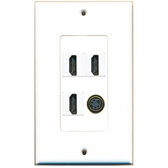 RiteAV - 3 Port HDMI 1 Port S-Video Wall Plate Decorative