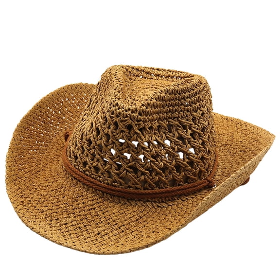 OJSFQUFP Cowboy Hat Cow Girl Hat Cowboy Hats for Women/Mens/Straw Wide with Shapeable Brim Cowboy Hat for Womens/White