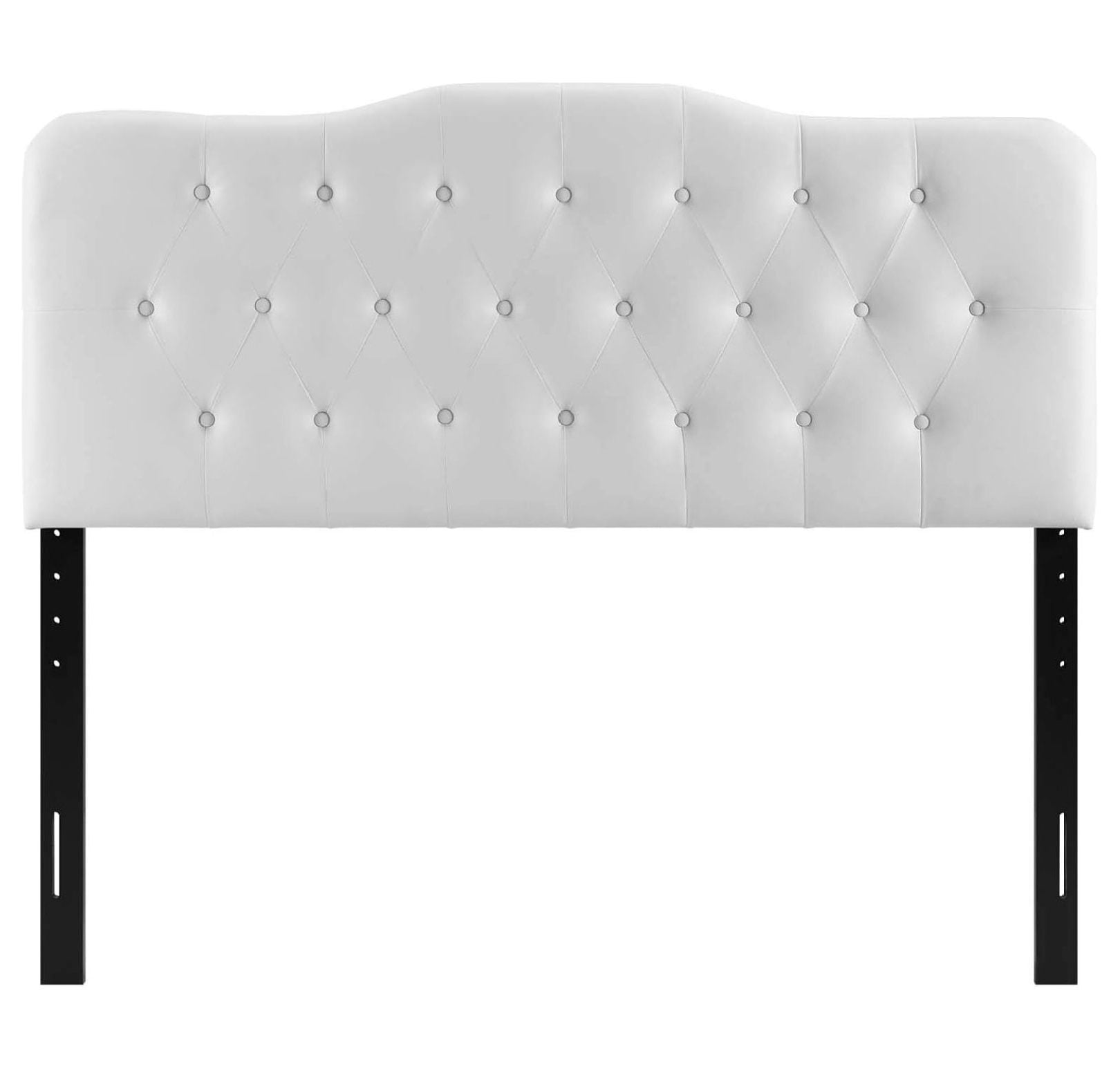 Annabel Tufted Button Faux Leather Upholstered Queen Headboard in White