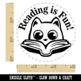 thumbnail image 2 of Reading is Fun Cat with Book Teacher Student Self-Inking Rubber Stamp Ink Stamper - Yellow Ink - Small 3/4 Inch, 2 of 7
