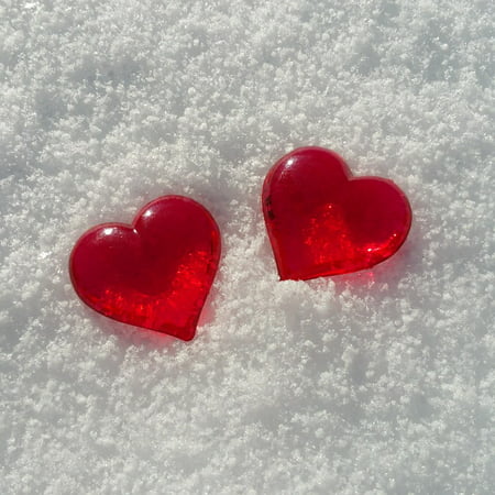 Canvas Print Background Image Valentine's Day Heart Snow Love Stretched Canvas 10 x