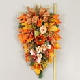 thumbnail image 5 of Artificial Fall Teardrop Swag Hanging Wall Decoration, Decorated with Sunflowers, Berry Clusters, Maple Leaves,Bow Tie, Front Door Decor for Autumn Festival Thanksgiving Halloween, 5 of 9