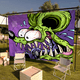 thumbnail image 2 of Bandera de tamaño pequeño para porristas, tirada a mano, para exteriores, con dibujos animados de Tales of the Rat Fink, 2 of 5