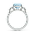 thumbnail image 2 of ANGARA Natural Cushion 2.7 ct Aquamarine & Diamond 3 Stone Engagement Ring in 925 Sterling Silver for Women (Size-9mm) | March Birthstone, Anniversary Jewelry Gift for Women | Natural Aquamarine Ring, 2 of 9