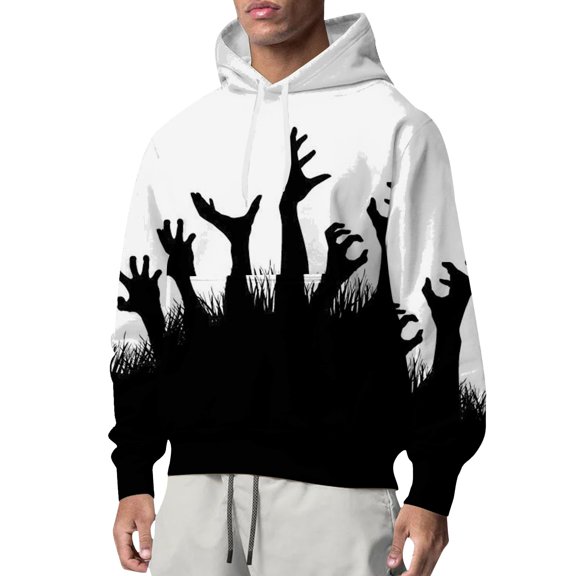 DQRPSEETB Long Sleeve Shirts with Hoodie for Men Men's Casual Fashionable Loose and Trendy 3D Printed Long Sleeved Hooded Sweatshirt 1/4 Zip Pullover Mens (Black,XL)
